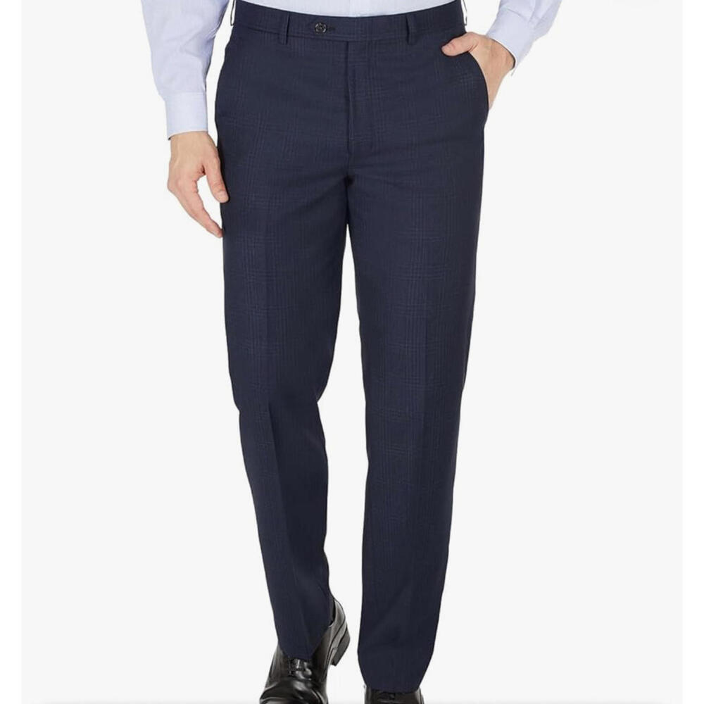 Lauren Ralph Lauren Mens Classic-Fit Wool Plaid Dress Pants navy